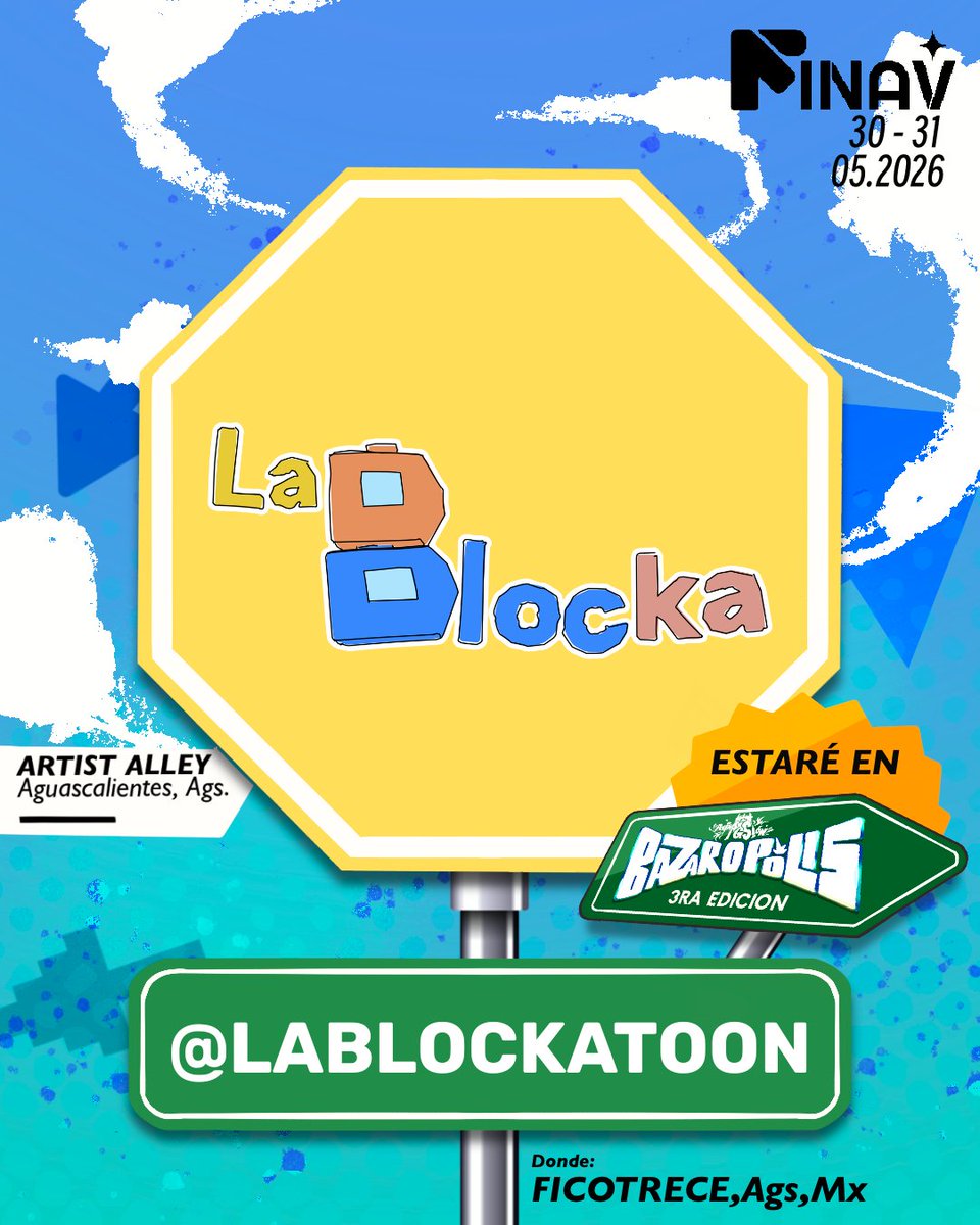 lablockatoon's tweet photo. Nos complace anunciarles nuestra participación en la 3er edición de #Bazarpolis del #FINAV en Aguascalientes!

📅 30 y 31 de Mayo
📍 Ficotrece, Aguascalientes

🧵 https://t.co/7duzt4r7LH