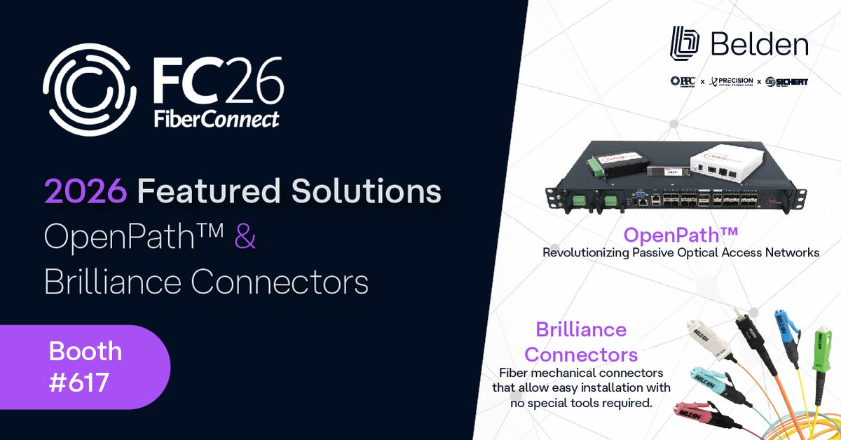 PrecisionOT's tweet photo. At Fiber Connect 2026, the industry is coming together to tackle what’s holding network expansion back—and what it takes to move forward.

Stop by booth 617 to connect with our team and explore our solutions.

🔗 https://t.co/5Ux8ada3mX

#FiberConnect2026 #BeldenBroadband https://t.co/71JFWvSbtm