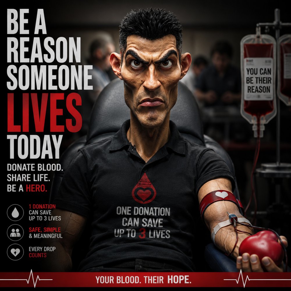 FittMedex's tweet photo. Your blood can be someone's tomorrow. 🩸

Don't wait for a reason.
Be the reason.

Real heroes don't wear capes.
They donate blood. 💙

#BloodDonation #RealHeroes #BeAHero https://t.co/nfItGLITS1