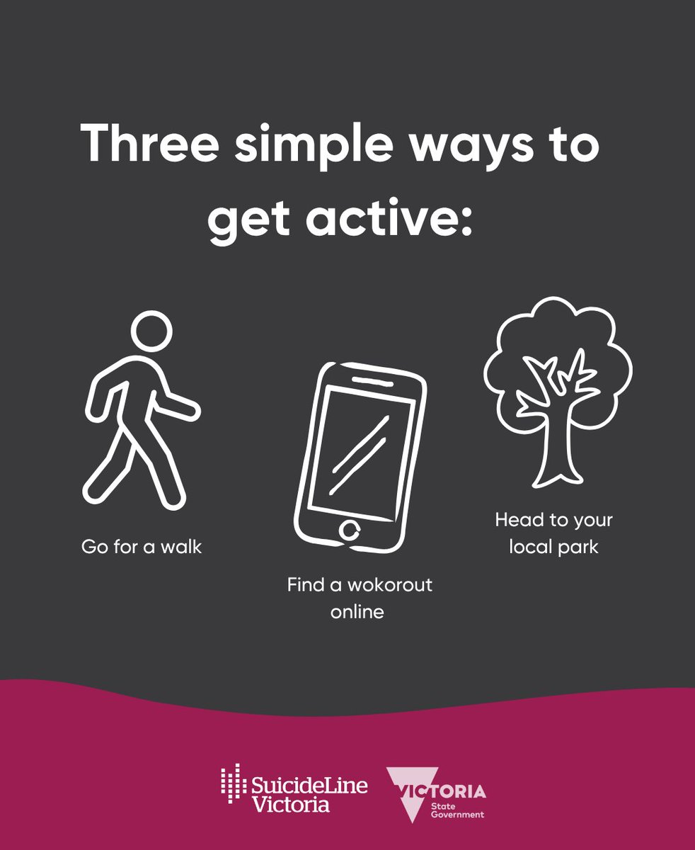 SuicideLine's tweet photo. You don’t need a gym membership to support your mental health. Even small amounts of movement count. Try a walk around the block, a free YouTube workout, or time at your local park. Read more tips in our blog:
https://t.co/zeIjWQMrrM https://t.co/SoCUxnviSe
