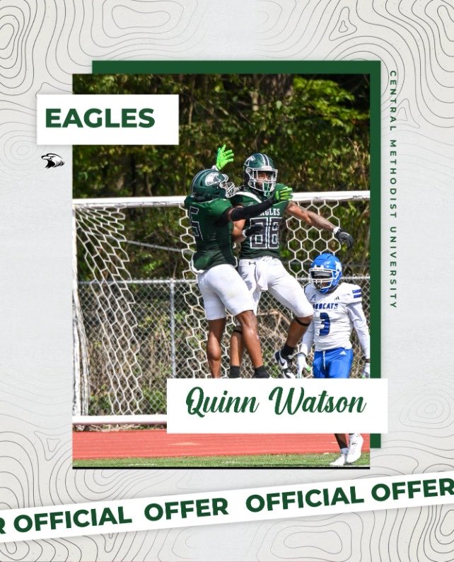 qj_watson's tweet photo. I am very blessed to have received my 2nd offer from @cmueaglesFB after a great talk with @CoachBuckallew!!

@PHTrojansFB
@CoachAndySims
@StrongSideKC

@JPRockMO
@6starfootballMO
@810Varsity

@MoKan_Sports
@PrepRedZoneMO https://t.co/stSdSTL3S8