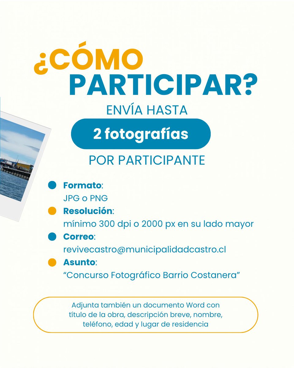 rrppcastro's tweet photo. Concurso Fotográfico Patrimonio Barrial “A través de tus ojos”

📷 Categorías relacionadas al Barrio Costanera:
🏘️ Patrimonio Inmaterial
🏠 Patrimonio Arquitectónico 
🌿 Patrimonio Natural 
🕰️ Fotografía Antigua

📄 Bases: https://t.co/qWSbvo7qRU https://t.co/2aXuacgLQ3