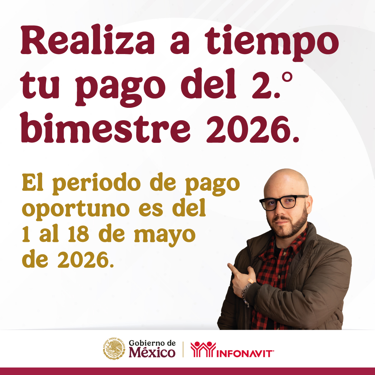 ICICBCS's tweet photo. 🏗️📆 #PagoOportuno 2º Bimestre 2026

🗓️ Fecha límite: 18 de mayo

✅ Cumple a tiempo
✅ Evita recargos
✅ Fortalece tu empresa
🔹 Compromiso que construye futuro.
#CMICBCS #ConstrucciónFormal #SegundoBimestre2026 https://t.co/JdN5MqtZRV