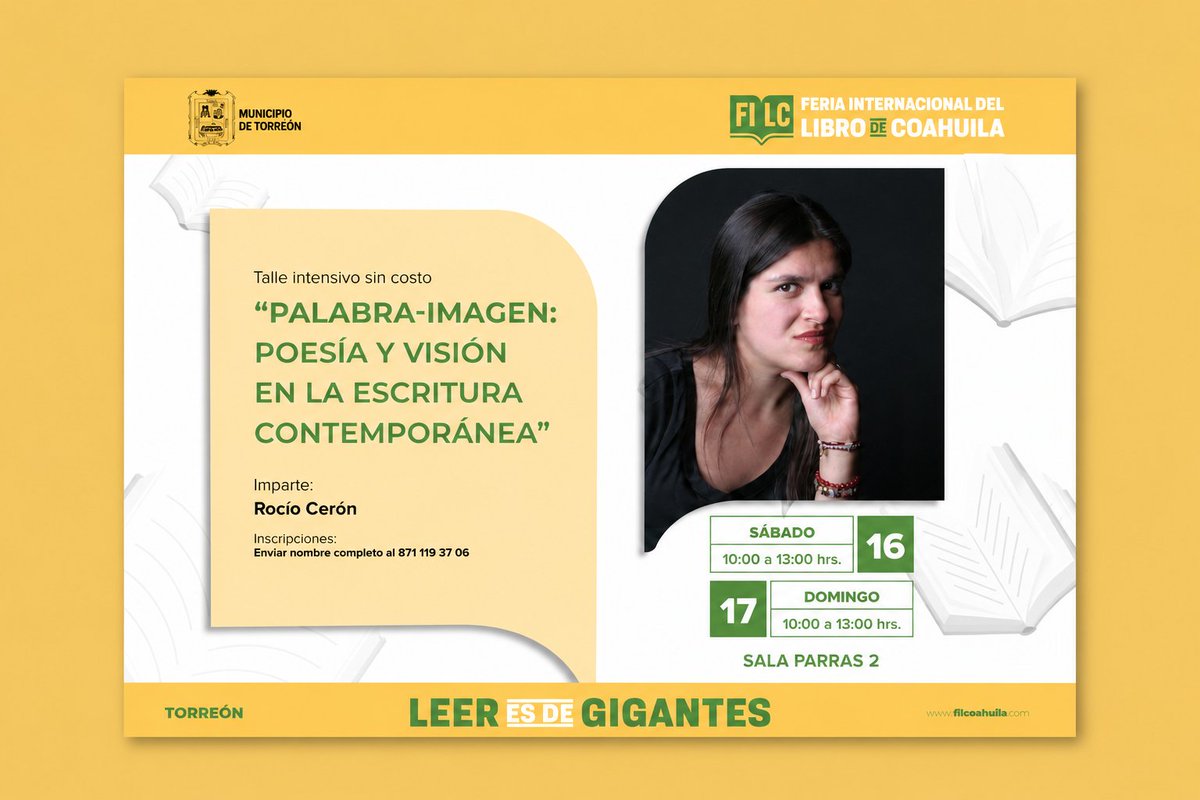 nadiacontreras_'s tweet photo. La palabra también puede mirarse: llega el taller de Rocío Cerón a la FIL Coahuila Región Laguna, por Nadia Contreras https://t.co/uaSZ8Jow9E https://t.co/gnNZoXDC4m