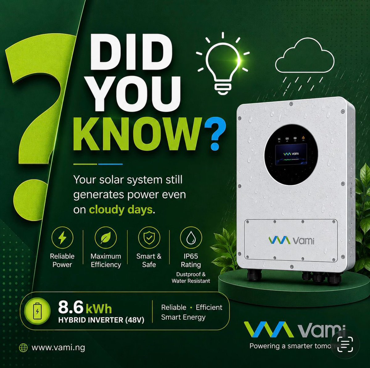VamiTechNig's tweet photo. People really think solar panels clock out when clouds show up 😭☁️

Meanwhile, your system is still quietly generating power.

Smart energy isn’t just about sunlight.
It’s about efficiency, reliability, and having power when you need it most.

🌎 https://t.co/VBHg01VM5L https://t.co/UAHBGyPo3n