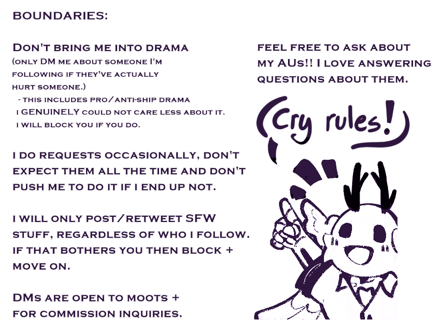 cryingwaffels's tweet photo. Cry intro post + boundaries!! woaw!!
+ important posts in the🧵below :] https://t.co/YBZ2LNtfIi