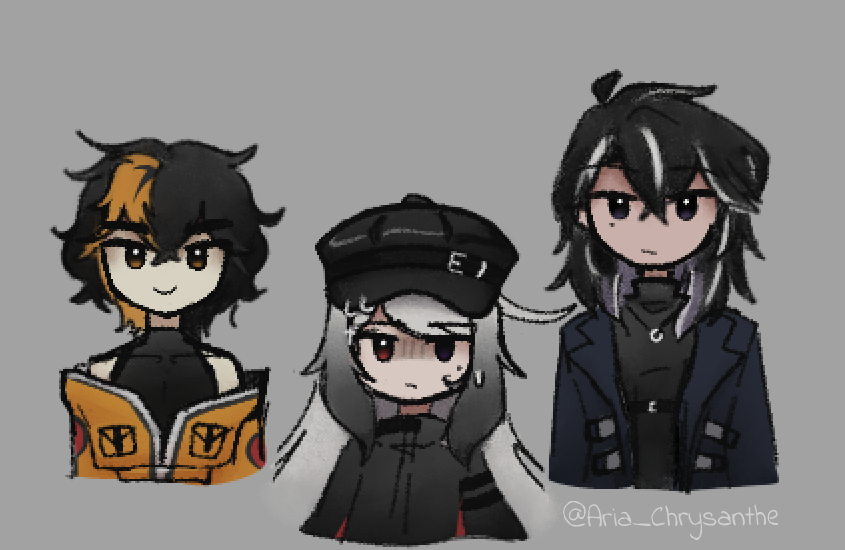 Aria_Chrysanthe's tweet photo. Still trying to figure out the design of my reaper- anyways I did a couple of chibis- one showing the design in general without the cape (yes I changed the boots) and the other height comparison between the characters.

#ADWD #ADWD2 #ADateWithDeath https://t.co/tByg0a4NfM
