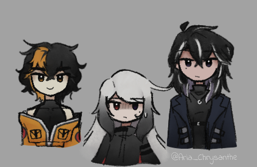 Aria_Chrysanthe's tweet photo. Still trying to figure out the design of my reaper- anyways I did a couple of chibis- one showing the design in general without the cape (yes I changed the boots) and the other height comparison between the characters.

#ADWD #ADWD2 #ADateWithDeath https://t.co/tByg0a4NfM