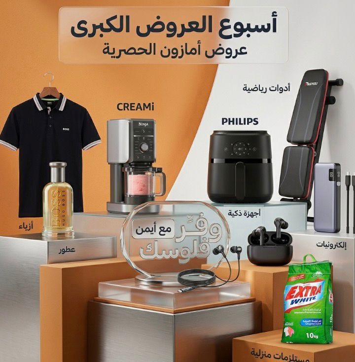 tawfir_ayman's tweet photo. بدأت عروض أمازون مع الأهلي والخصم يا جماعة يوصل حتى 40% 😱🔥

كييف ؟ لأن عندي لكم كود خصم إضافي 15% يندمج مع خصم الأهلي يصير مجموع الخصم 40% 👇  
https://t.co/XAz6c2RqNW

وهذي بعض الصيدات اللي تستاهل 👀🔥 :

عطر هوغو بوس بوتيلد 100مل
ب 103 ريال فقط 
https://t.co/D4CZrhuSUu

سماعات يوجرين USB-C
ب 28 ريال 
https://t.co/GWGEYm5BrG

قميص بولو من بوس رجالي قطن عضوي
ب 139 ريال 
https://t.co/WcU9jcYyoJ

مقلاة هوائية فيليبس 4.2 لتر
ب 145 ريال 
https://t.co/p3zY8tidZ0

باور بانك يوجرين 20000mAh
ب 102 ريال 
https://t.co/66ewofKyVG

آلة آيس كريم نينجا كريمي 
ب 923 ريال 
https://t.co/JJ5j5HCzSh

بنش أوزان باسيو قابل للتعديل
ب 262 ريال 
https://t.co/yMeQP9ABsE

مسحوق غسيل اكسترا وايت 10كجم
ب 25 ريال فقط 
https://t.co/DRIeWuxjXi

و هنا تحصلون كل عروض أمازون ( مع اتاحة امكانية الفرز حسب السعر والتقييم وغيرها ) 🛍️  
https://t.co/AkAFa3YTVh

💡 الاسعار كلها بعد خصم كودي و خصم الاهلي : بطاقات لك و بطاقات ائتمانيه