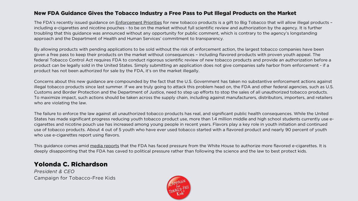 Campaign for Tobacco-Free Kids tweet media