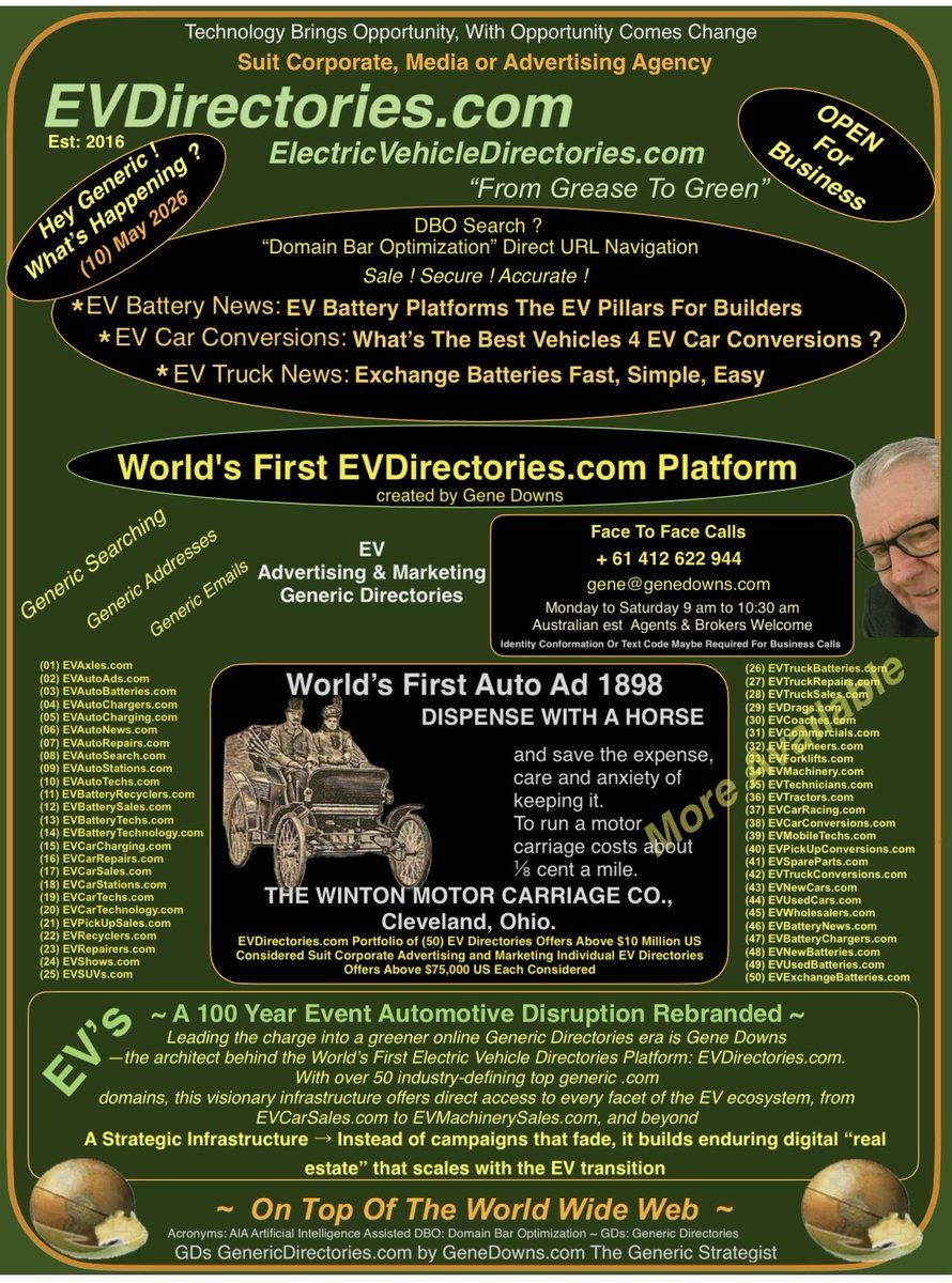 GenericGene's tweet photo. A 100 Year Event Automotive Disruption Rebranded From Grease To Green EV’s The Game Changer ~ Generic Investor Gene Downs The Generic Strategist > https://t.co/0lHTAD4gFE