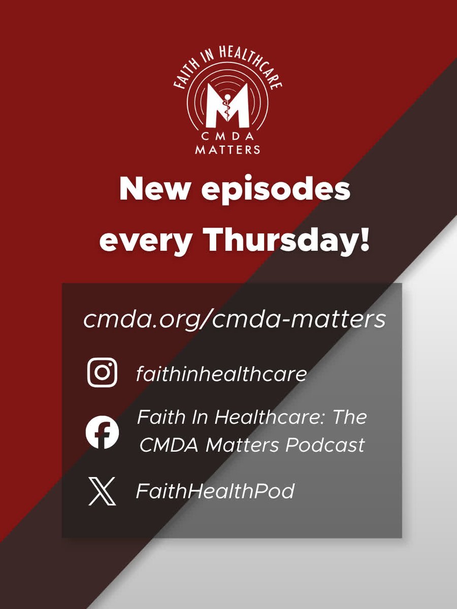 FaithHealthPod's tweet photo. Faith in Healthcare: The CMDA Matters Podcast is the premier resource for Christians in healthcare. Join us for new conversations every week! 🎙️

If you enjoy listening to Faith in Healthcare, be sure to subscribe and share with a colleague!

#FaithInHealthcare #CMDAMatters https://t.co/BRB6XMgjWW