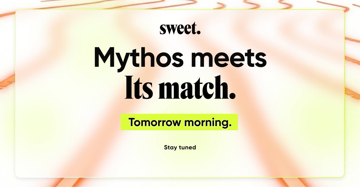 Sweet_cloud_sec's tweet photo. Mythos meets its match. Tomorrow morning, 9am ET.

This Wednesday. https://t.co/wS1xLcOJFv