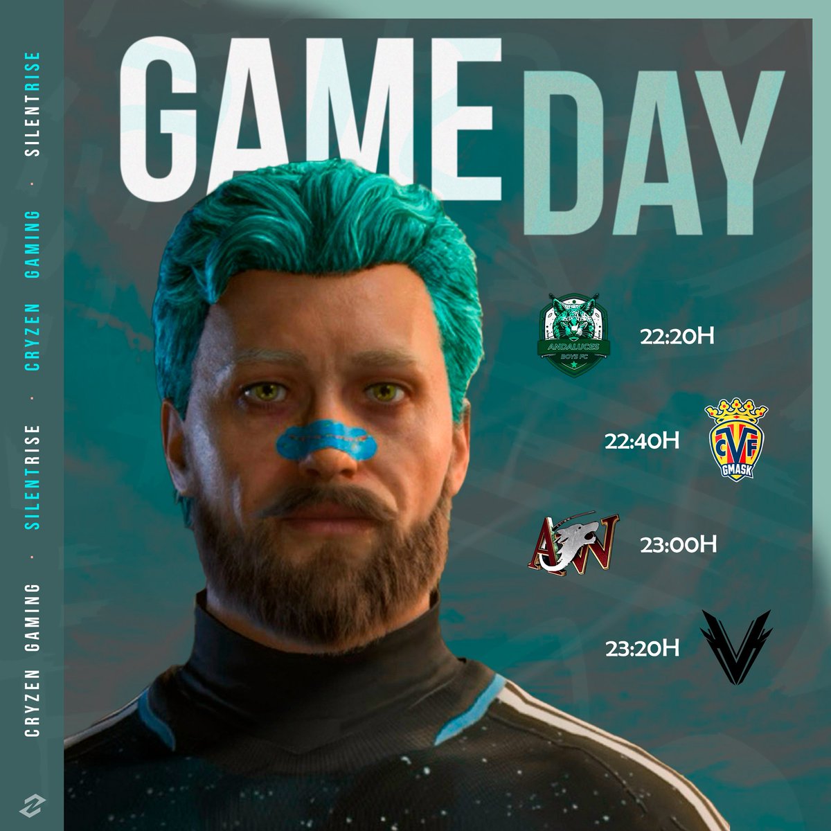 CryZeNGaming's tweet photo. #GAMEDAY

🏆 @VPG_Spain Master Zero
🆚 @andalucesboys | 22:20h

🏆 @PLG_Spain 
🆚 @TeamGMask @CVFeSports | 22:40h

🏆 @VPG_Spain 
🆚 @ALPHA___WOLFS | 23h
🆚 @VentuCorp | 23:20h

#SilentRiseCZN https://t.co/6P871ekDxD