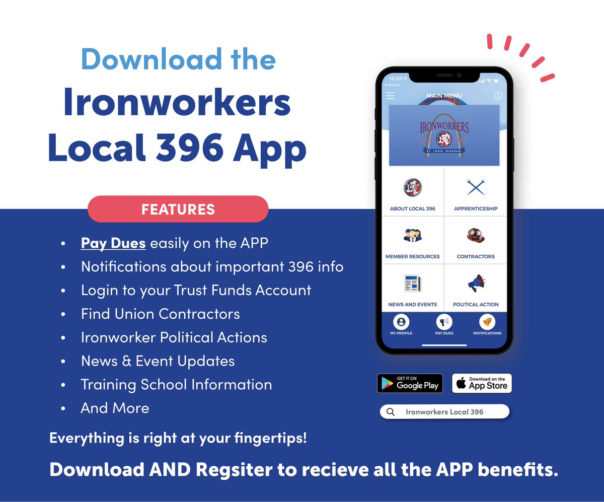 Ironworkers396's tweet photo. Stay up to date, pay our dues, and view your contract with the Ironworkers Local 396 App! https://t.co/CWnyJxwynk