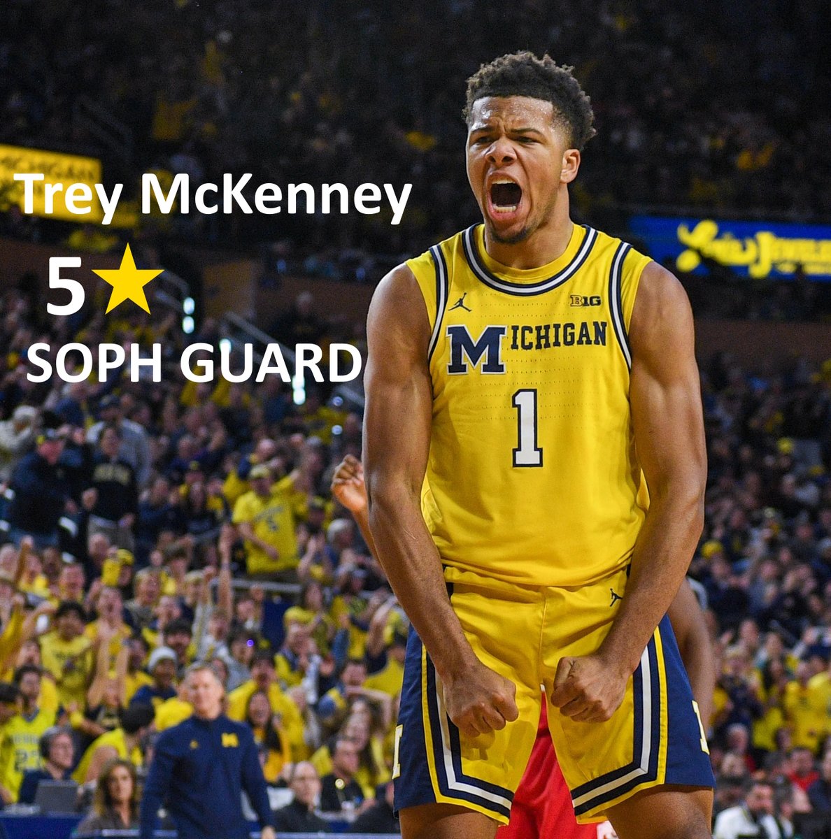 crispcorp1's tweet photo. IF!<----- Michigan were to land Allen Graves IF! he withdraws from the NBA draft.  
Michigan could potentially have 4-5 NBA 1st Round Draft Picks
1. Elliott Cadeau
2. Trey McKenney
3. Allen Grave *****
4. Moustapha Thiam
5. Brandon McCoy Jr
Depending on the kind of year they have https://t.co/OcXHqzI9py