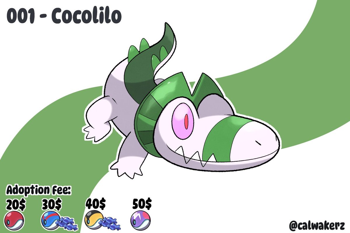 CalWakerz's tweet photo. Introducing a new adoptable starter Pokémon!
Canon name is Cocolilo, the Lilijaw Pokémon. Grass-Type. 
20$- Just this one
30$- This one + one Evolution 
40$- This one + two evolutions

⚠️50$- Reserve this with 10$ and pay the rest within 10 days. It includes two evos. 

#pokemon #fakemon #art #fangame