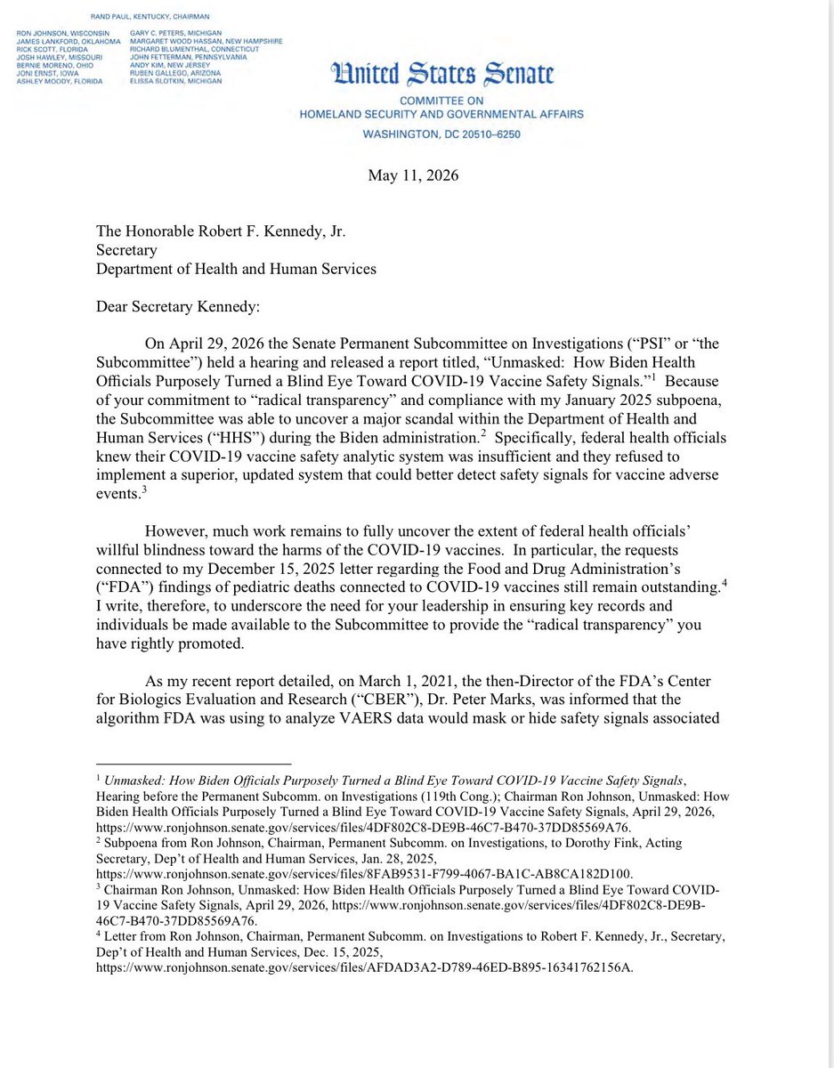 Senator Ron Johnson tweet media