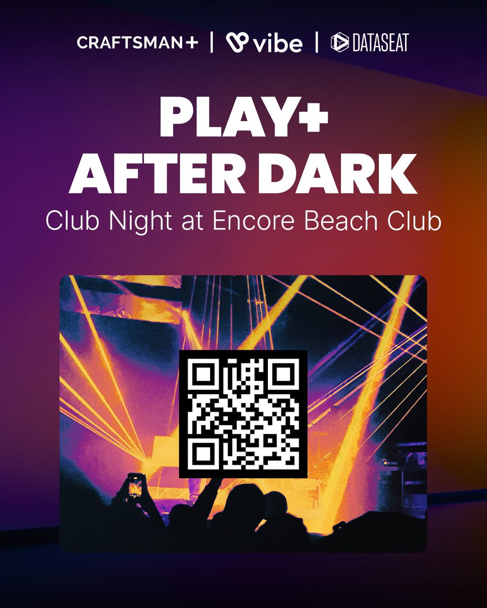craftsmanplus's tweet photo. The closing night of MAU you'll actually want to stay out for. 🌙

PLAY+ After Dark | Wed May 20 | Encore Beach Club
CRAFTSMAN+ x Vibe x DataSeat

VIP table. Studio 54 energy. No slides.
https://t.co/NI0lCdvPx6 https://t.co/JkGsccI2Mk
