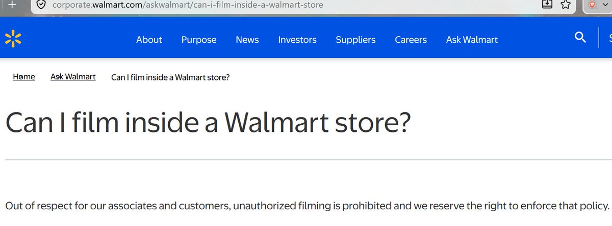 evmazu's tweet photo. @laralogan Walmart has a no-filming policy and it's not out of line for the employees to inform customers of this, and it's even worse when the employee is being filmed. Nobody, including Lara, Logan wants to filmed at work by some rando to upload to the web https://t.co/t0koqj9A0m