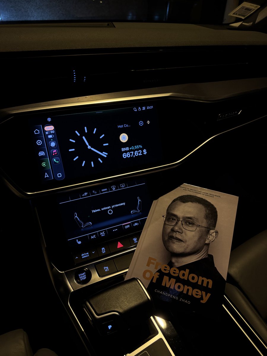 vov_btc's tweet photo. what a present i’ve got 🥹 
can’t wait to jump into it! 

was a honor to work with such a “one trick pony” man! thanks for experience @cz_binance 

btw u can set @binance widgets on any CarPlay to know the price  of #bnb https://t.co/oYyVMlIgn9