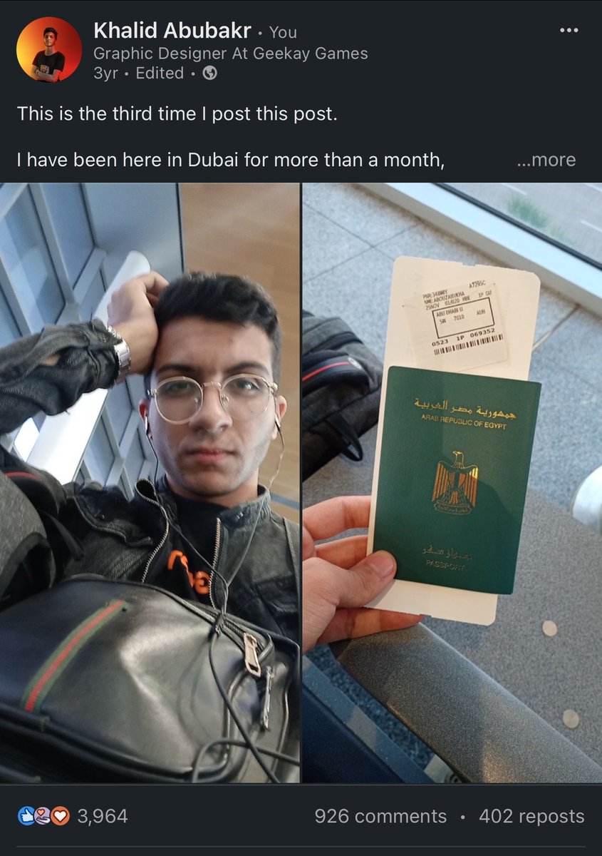 Khalidabubakr07's tweet photo. عمري ما انسي اول لما جيت البلد هنا
عملت كل اللي اقدر عليه عشان ألاقي شغل

ف نزلت ع لينكدان إني ف دبي وفيزتي قربت تخلص والبوست جاب تفاعل كبير
وقعدت حوالي أسبوع ناس كتير تكلمني ع الواتساب واللي يقولي ابعت ال CV

المهم ف الاخر محدش فيهم فادني بحاجه
وربنا كرمني بشغل من سكة تانيه خالص https://t.co/d2TJsHwfaT