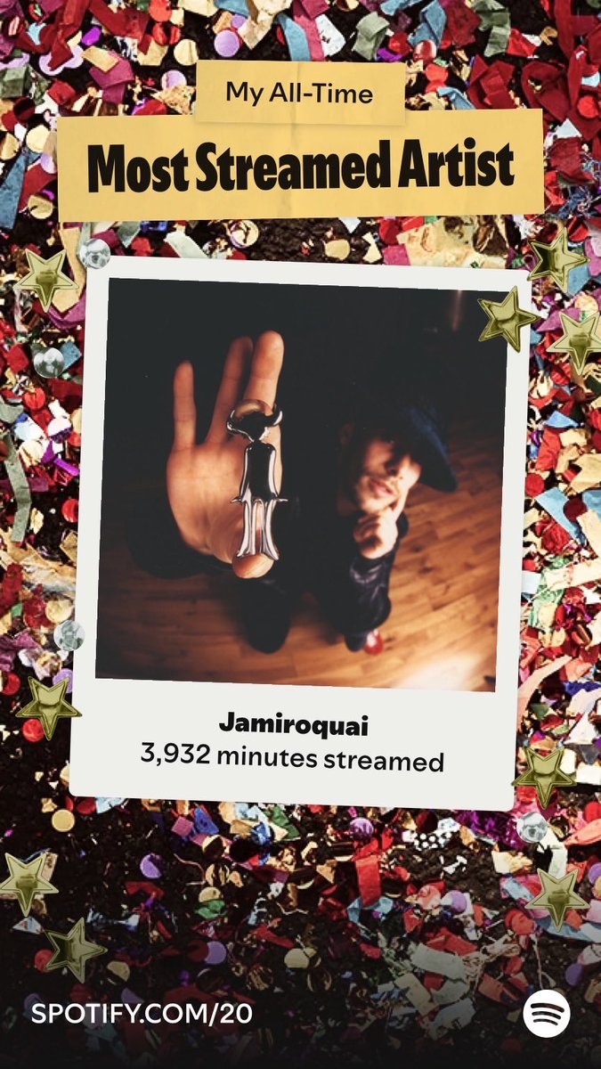 SBoraErdemli's tweet photo. Jamiroquai is my all-time most streamed artist on Spotify, since 7/20/11. Go find out yours at Your Party of The Year(s)!  https://t.co/Q41i1mRKZZ https://t.co/hmPVFTsKKC