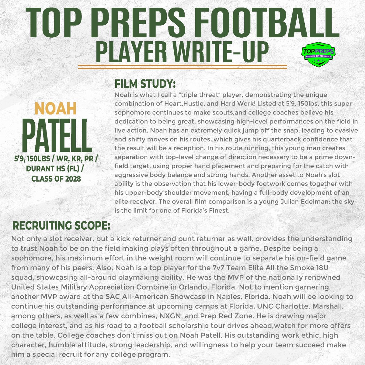 Top Preps #1 Scouting and Promotional Services tweet media