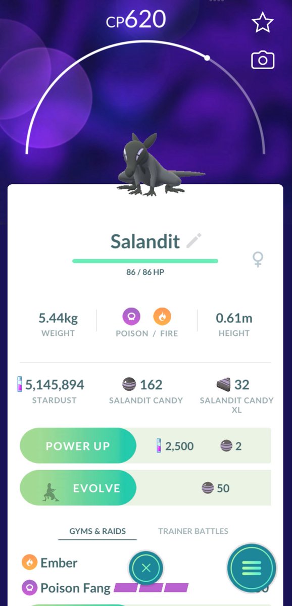 bippimae's tweet photo. I finally hatched my first female Salandit today. #PokemonGo https://t.co/7NAmrBFSPY