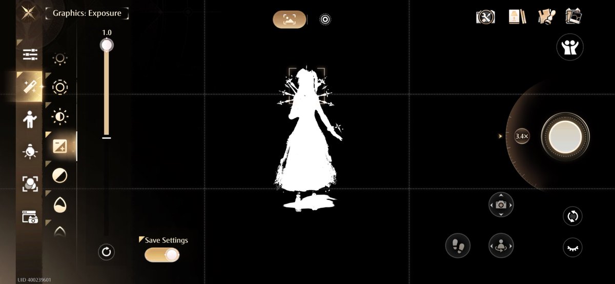 StarryMoonFlo's tweet photo. Tutorial for White silhouette Nikki:
100 soft light intensity 
1.0 soft light range
100 brightness 
1.0 exposure
100 contrast
-0.5 saturation
-0.5 natural saturation 
1.0 highlights
-1.0 shadows
Glow Effect on
Use on bright/white background
(Mobile recommended)
#InfinityNikki https://t.co/d8f0dytuSp