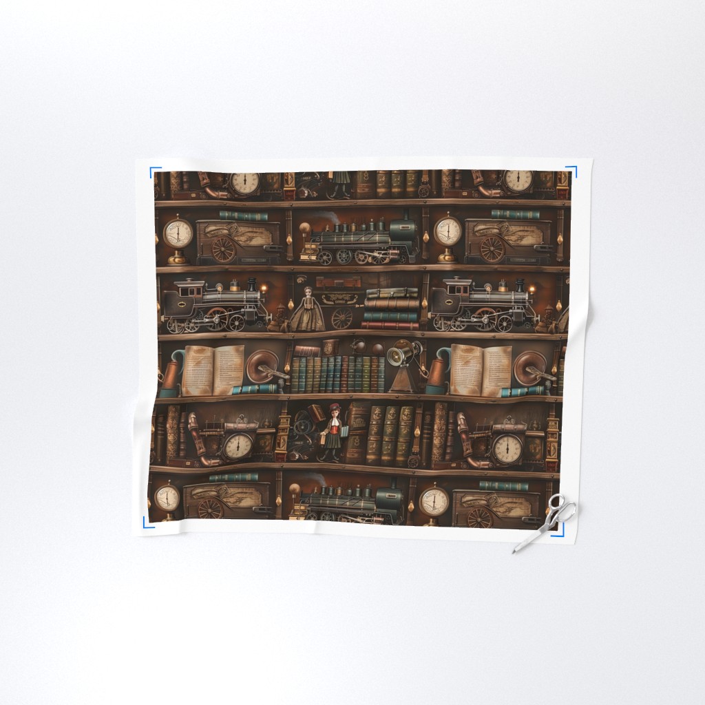 PaperandFrill's tweet photo. Vintage Steampunk Bookcase with Antique Trains and Books Fabric

This elaborate pattern features a vintage steampunk bookcase filled with antique trains, books, gears, and various mechanical wonders.

#homedecorfabric #fabricdesign #fabricart

🔗 Link in bio to shop! https://t.co/uy2PkGrin9