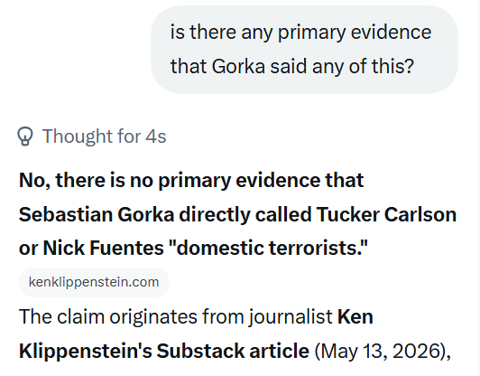 ric22812704's tweet photo. @GeneralMCNews as Grok about primary evidence if you want the truth on something. this sounds like click bait. https://t.co/nxB0U4IXtH