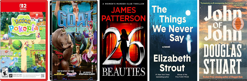 SpfldMassLib's tweet photo. This week the Springfield City Library has 270 new books and one new movie.  New items include Fury Bound, The Calamity Club, Our Perfect Storm, PokΘmon Pokopia, Goat, 26 Beauties, The Things We Never Say, John of John, Inside the Box, and Platform Decay. https://t.co/jzauh3QIpj https://t.co/pXgcMiMvYH