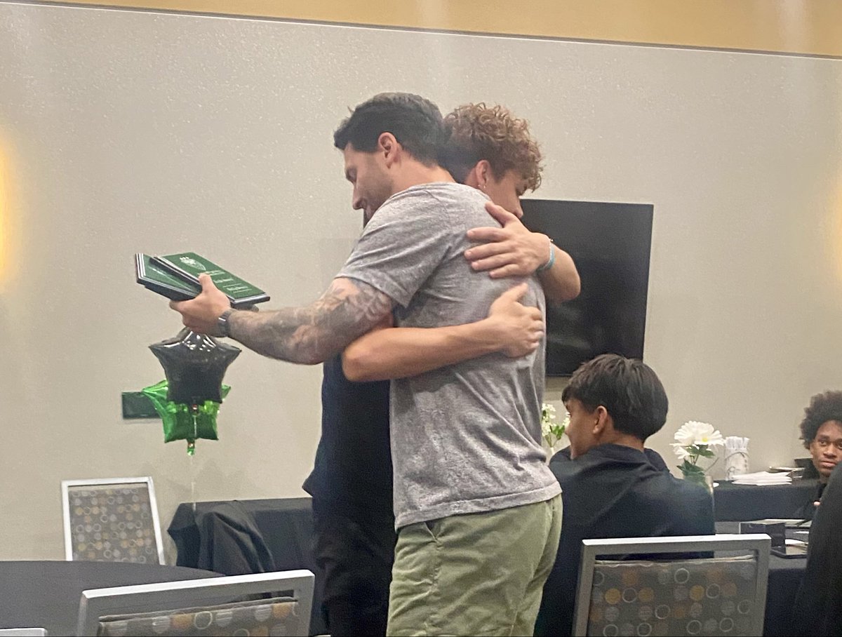 BonacciCyndee's tweet photo. Final Soccer banquet! Eagle Award - the player that embodies a Collins Hill Eagle, leads by example, and encourages his teammates! Someone who gives his all to make an impact! Proud of you! @PhillipBonacci @chhsseniors2026 @CollinsHillFB @CHHS_Soccer @bobby_lamb @coachhick https://t.co/sOO6gzFT48