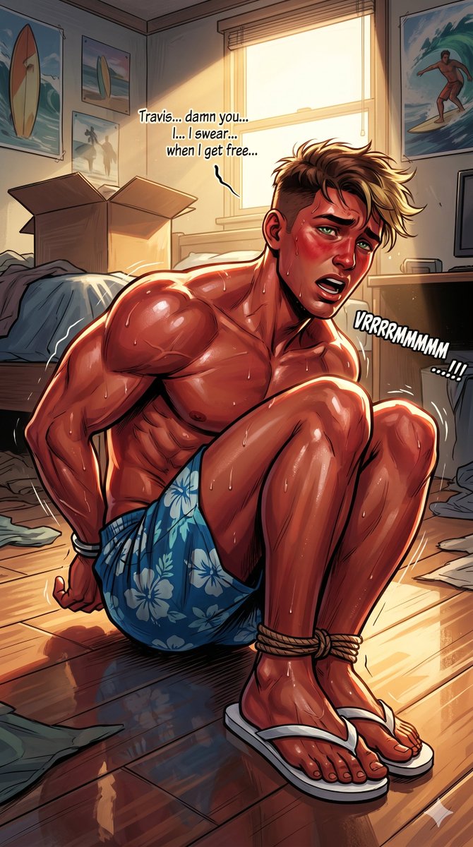 BoundAIComics's tweet photo. Small warning 😅
The model censored a few things during generation, so today’s pages look a little different.
AI being AI 👀
#ComicThread #malebondage #bondage #AIcomics #malefeet #gaycomics https://t.co/lQcYLZDNPp