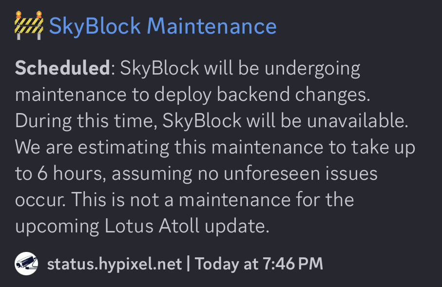 Skyblock Today tweet media