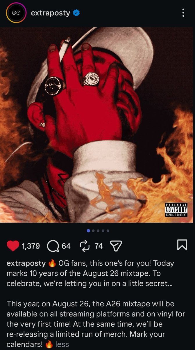 HenryOKane_'s tweet photo. ONCE AGAIN, I NEVER MISS!
THE AUGUST 26 MIXTAPE
DROPS AUGUST 26TH 2026
10 Years on from the initial release of the project, just as I said over a year ago! It was always going to be now or never! Great news!
TURNTTT UPP!!
#PM0 #August26th #Aug26 #PostMalone #PM #OLStoney https://t.co/Zi087MyWed