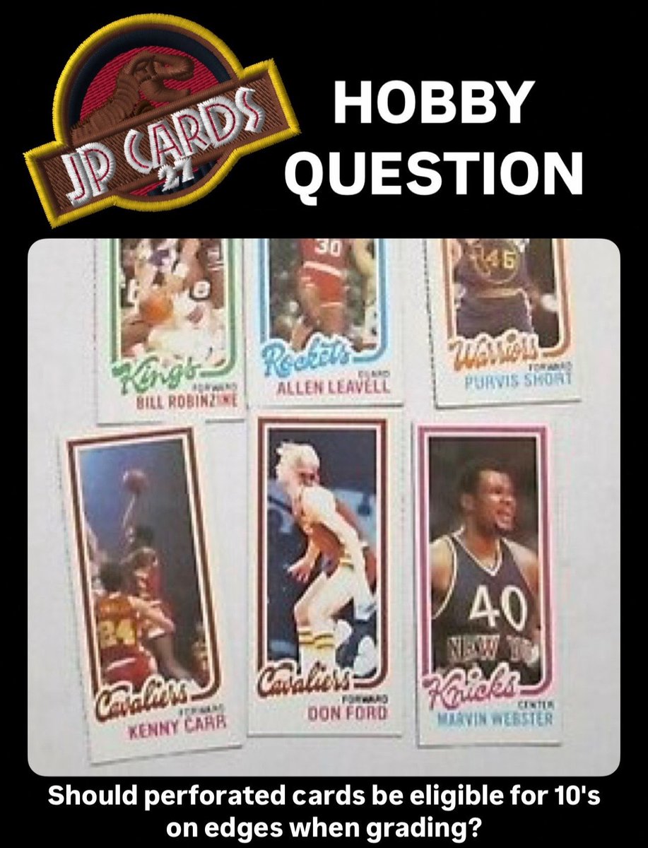 jpcards27's tweet photo. ❓Hobby Question❓
Should perforated cards be eligible for 10's on edges when grading?
#thehobby 🦖 https://t.co/Si1QoxJMNY