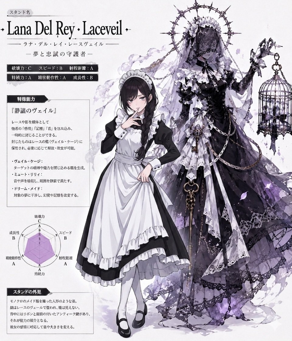 図1の手前のメイドキャラクターのポーズを図2の9番目のポーズに変えて