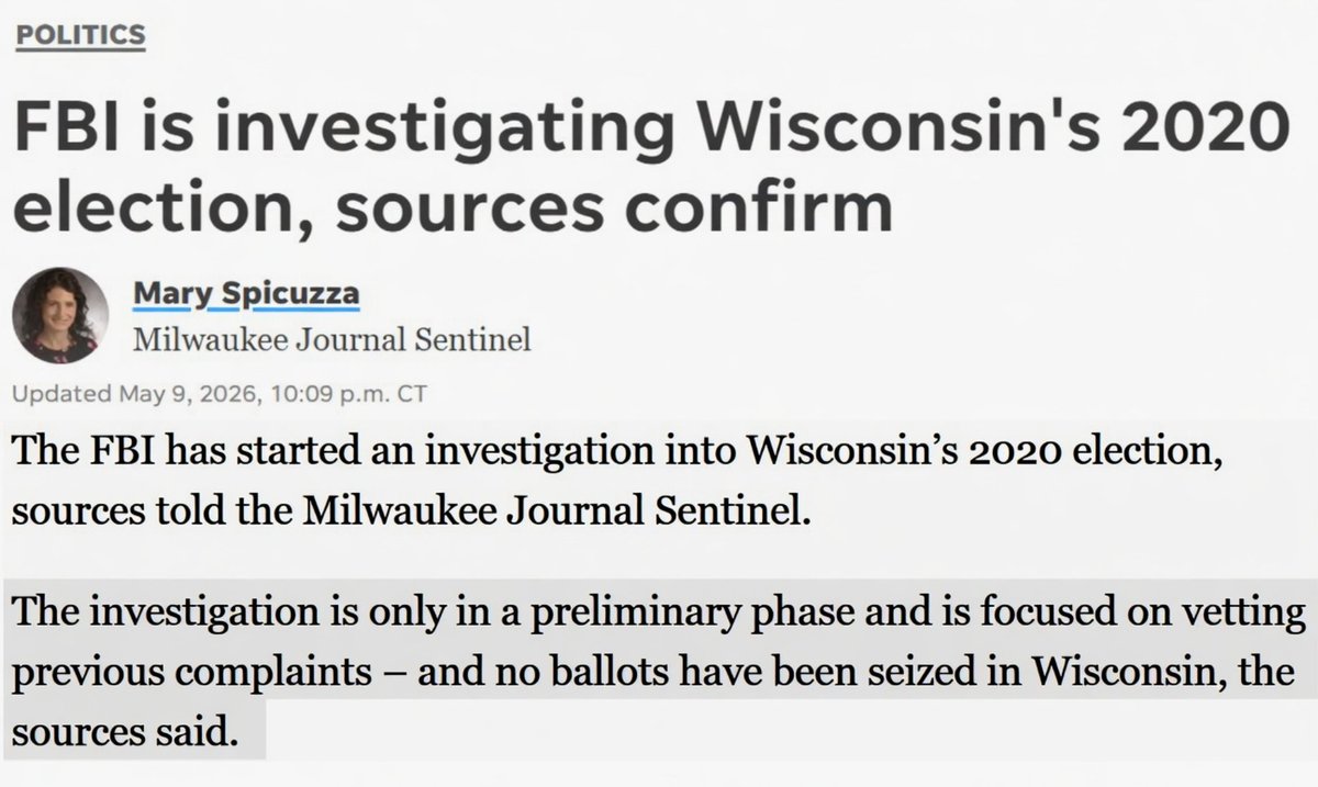 The FBI is officially investigating the Wisconsin 2020 election.

The can't hide the truth for much longer...