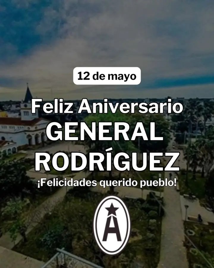 atlasprensa's tweet photo. ¡Feliz aniversario querido General Rodríguez!

Saludamos a nuestra comunidad en el 162° aniversario de la fundación del pueblo.

 @MauroSGarcia @Figueirassilvia https://t.co/A5UsdMPvD6