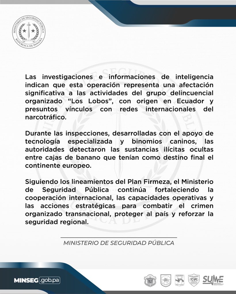 Ministerio de Seguridad Pública de Panamá tweet media