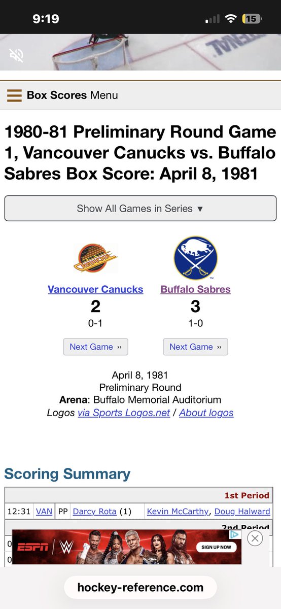 rmuzz67's tweet photo. @tfqjwcdbfx @SabresFunStats Good memory! This was the game where he scored the OT goal https://t.co/aTjSlS9G3E