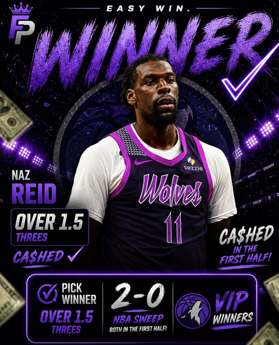 FrannysPlays's tweet photo. 2-0 NBA Sweep In The 1H 👀🧹
Naz Reid Over 1.5 Threes ✅
#TakeRoot
Sweat MF FREE!! ❤️ if you tailed! https://t.co/eyP0n0dBCE