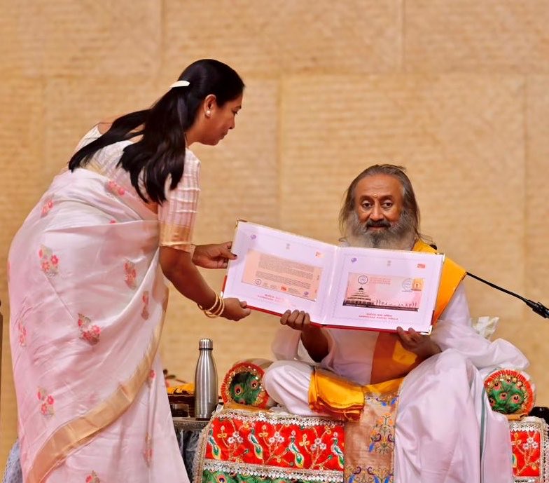 Gurudev's tweet photo. The @IndiaPostOffice has launched a commemorative envelope marking @ArtofLiving's 45 years of service to humanity. https://t.co/oJstIjEOaa