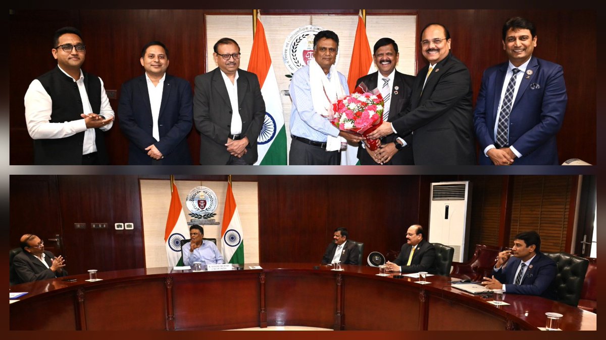 theicai's tweet photo. CA.Prasanna Kumar D, President, ICAI &amp; CA. Mangesh Kinare, Vice-President, ICAI with CCMs met Shri K. Sanjay Murthy, Comptroller &amp; Auditor General of India &amp; CA. Anand Mohan Bajaj, Deputy CAG to discuss collaboration, technology-driven governance &amp; public financial accountability https://t.co/fcjXNjvlqG