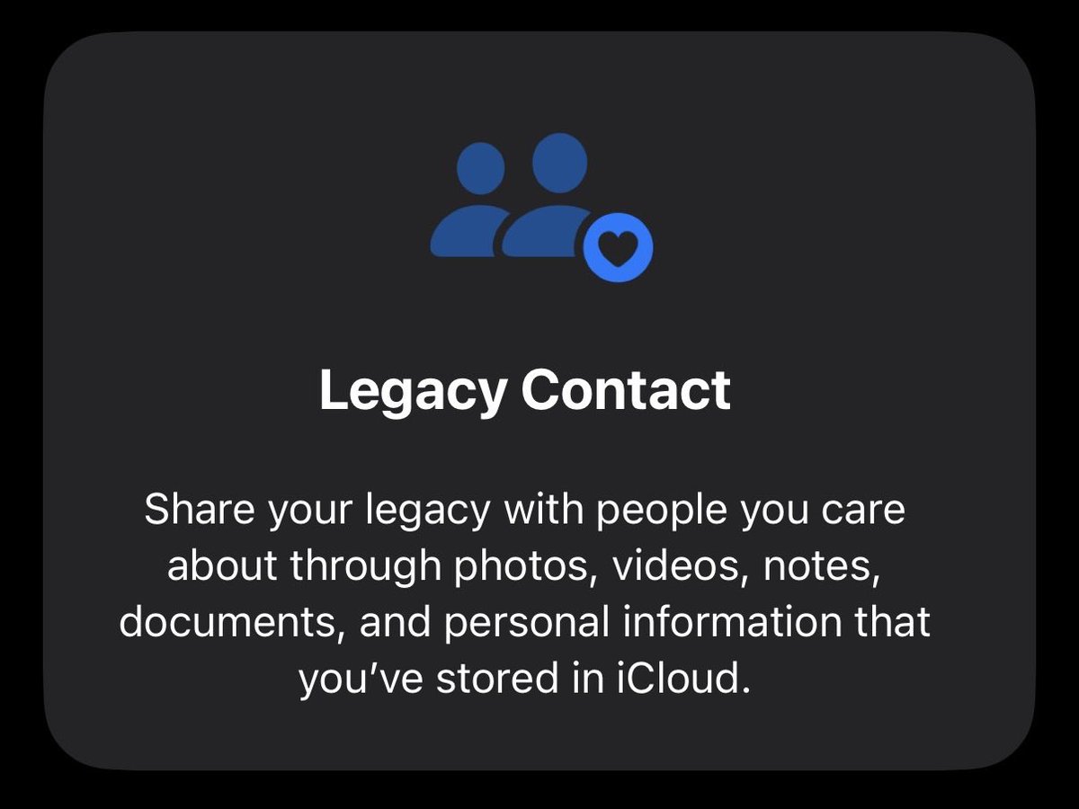 AustinAuger's tweet photo. @BruceXPR I wonder if Apple’s Legacy features can help the ‘next of kin’ thing? 🤔 https://t.co/Cog9QPu8OV
