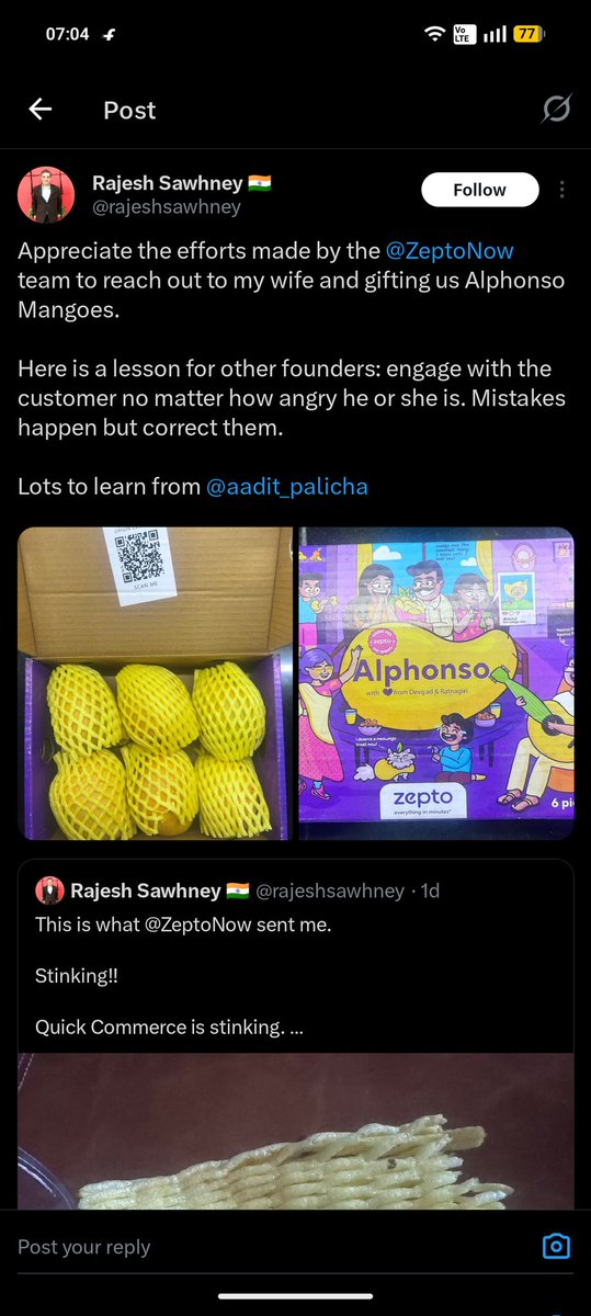 jain_saabh's tweet photo. When will @Paytm learn from their mistake. Totally unacceptable behaviour, my refund has been pending > 30 days, multiple follow up from my end, no reassurance, no apologies.

Learn and make things right @Paytmcare https://t.co/9CIY5zNUTJ