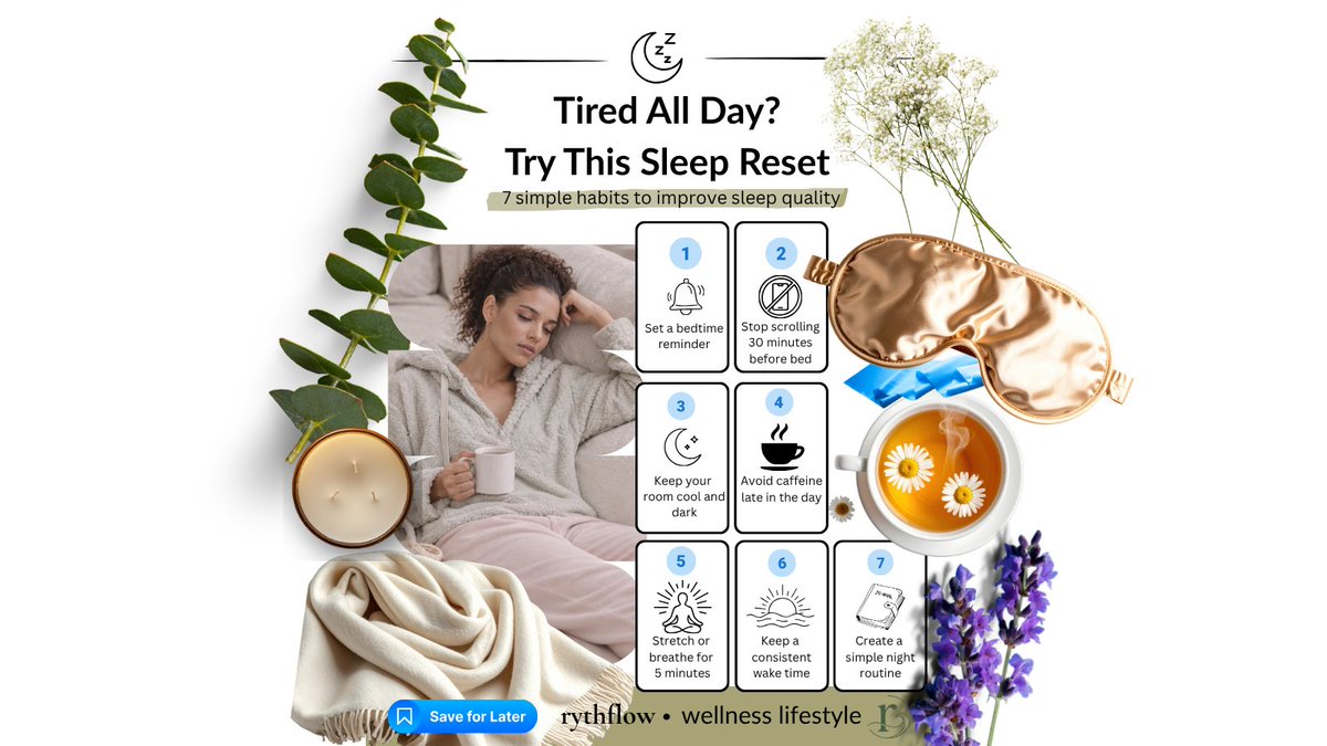 rythflow's tweet photo. Better sleep starts with small habits. Try less scrolling, a calming bedtime routine, and a consistent sleep schedule.

Which sleep habit are you working on tonight?

#rythflow #SleepQuality #WellnessLifestyle https://t.co/0lcJjS0Blq