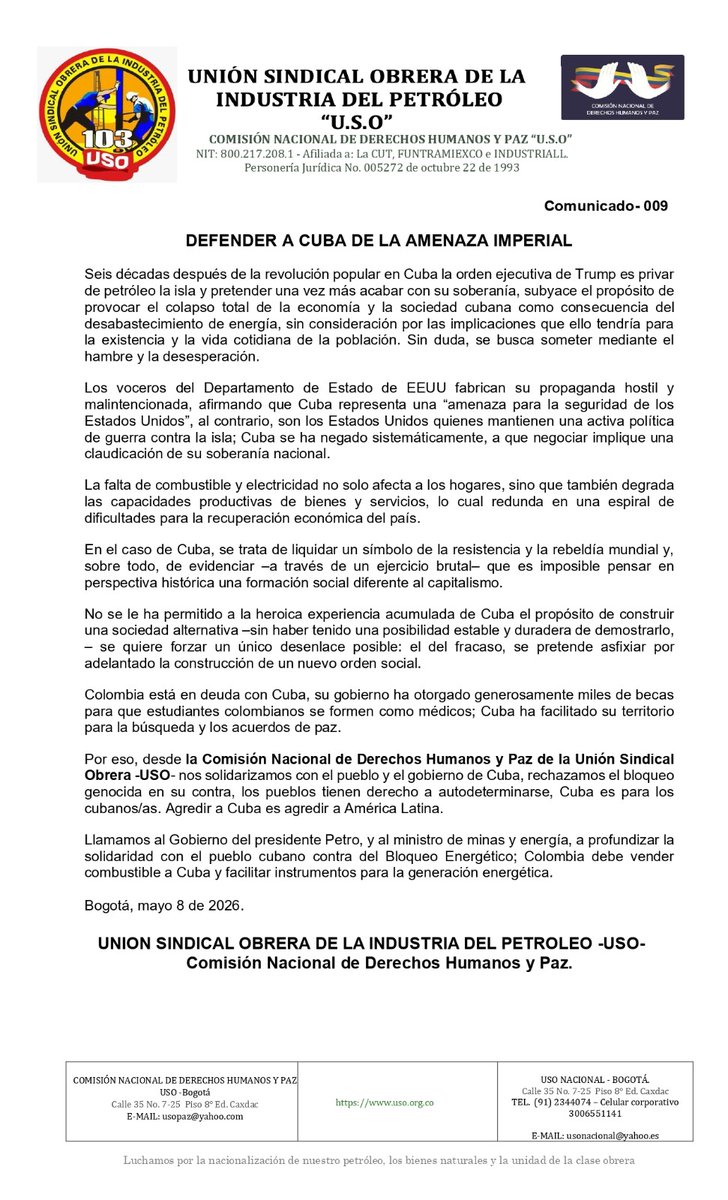 Embajada de Cuba en Colombia tweet media